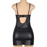 Кожаное платье с кружевом и стрепами Ohyeah Sexy Black +стринги, XS-S