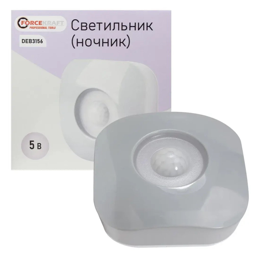 Светильник светодиодный ''ночник''(5В,CDMх6шт,6000К, АААх3 в к-т не входят,датчик движ.) FORCEKRAFT FK-DEB3156