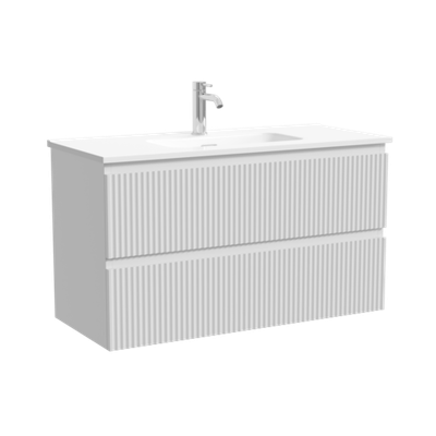 Тумба подвесная SANCOS Сноб Р (Snob R) 890х390х500, c двумя ящиками оснащенными доводчиками, Белый матовый (Bianco), арт.SNR90/39W