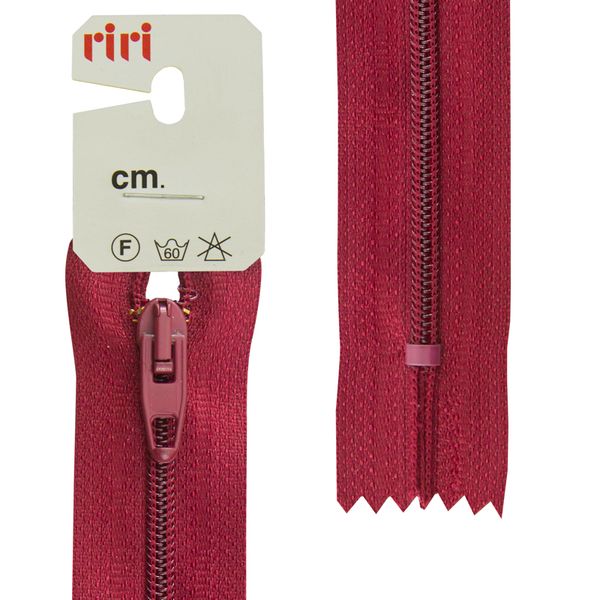 Молния спиральная (витая) RIRI Т4 (4 мм) 1 зам., н/раз., 20 см, Meras, цв.2411, бордо, 10 шт