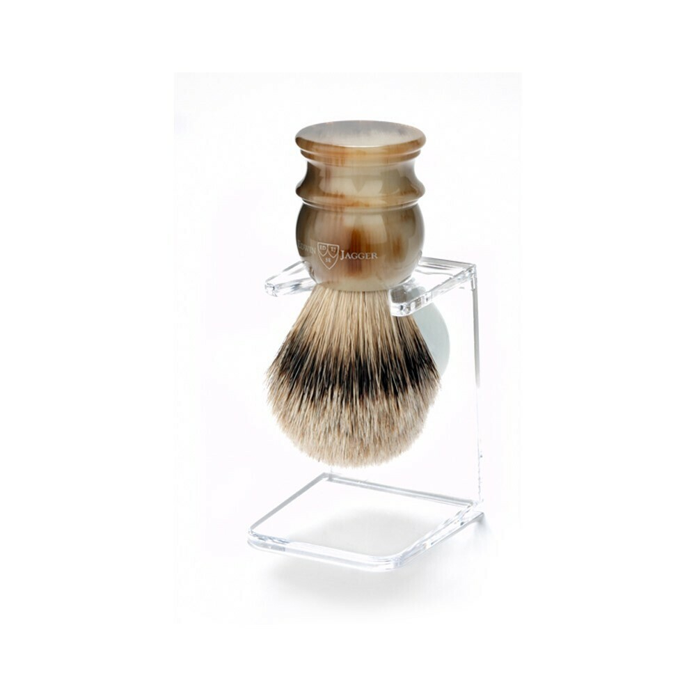 Edwin Jagger Large Horn Silver Tip 3EJ462LDS - Помазок темно-коричневый барсучий ворс с подставкой
