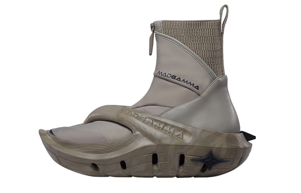 MADGAMMA Mid-Calf Boots Unisex Brown/Gray