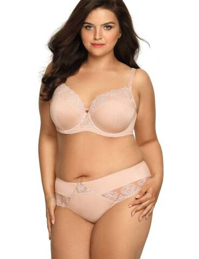 Бюстгальтер plus size с эффектной вышивкой на чашках (Размер: 75J) (Цвет: телесный)