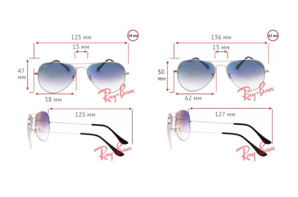 Ray Ban  Aviator RB 3025 002/58 / 58 мм