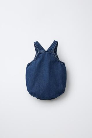 ZARA ДЖИНСОВЫЙ КОМБИНЕЗОН, ВЫЦВЕТШИЙ СИНИЙ