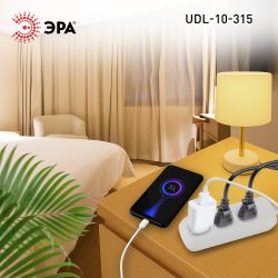 Удлинитель электрический ЭРА UDL-10-315 Greenline 3 розетки без заземления 1,5м ПВС 2x0.75мм2 | Электротовары