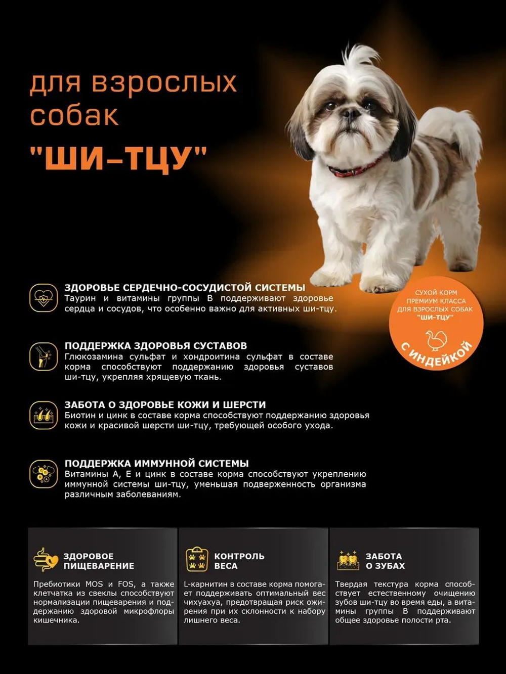 Корм сухой для взрослых собак породы Ши-тцу, с индейкой, 12 кг, QUATTRO