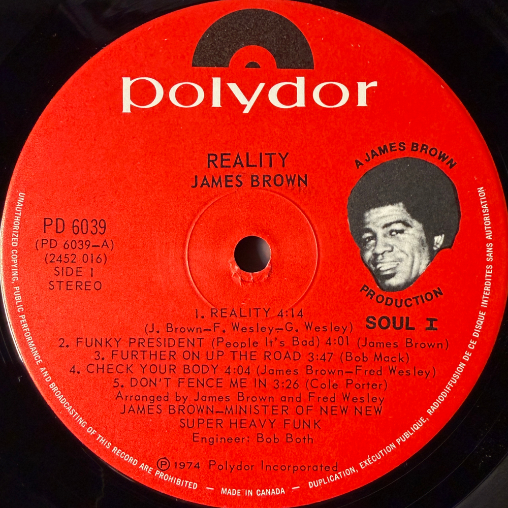 James Brown - Minister Of New New Super Heavy Funk ‎– Reality (Канада 1974г.)