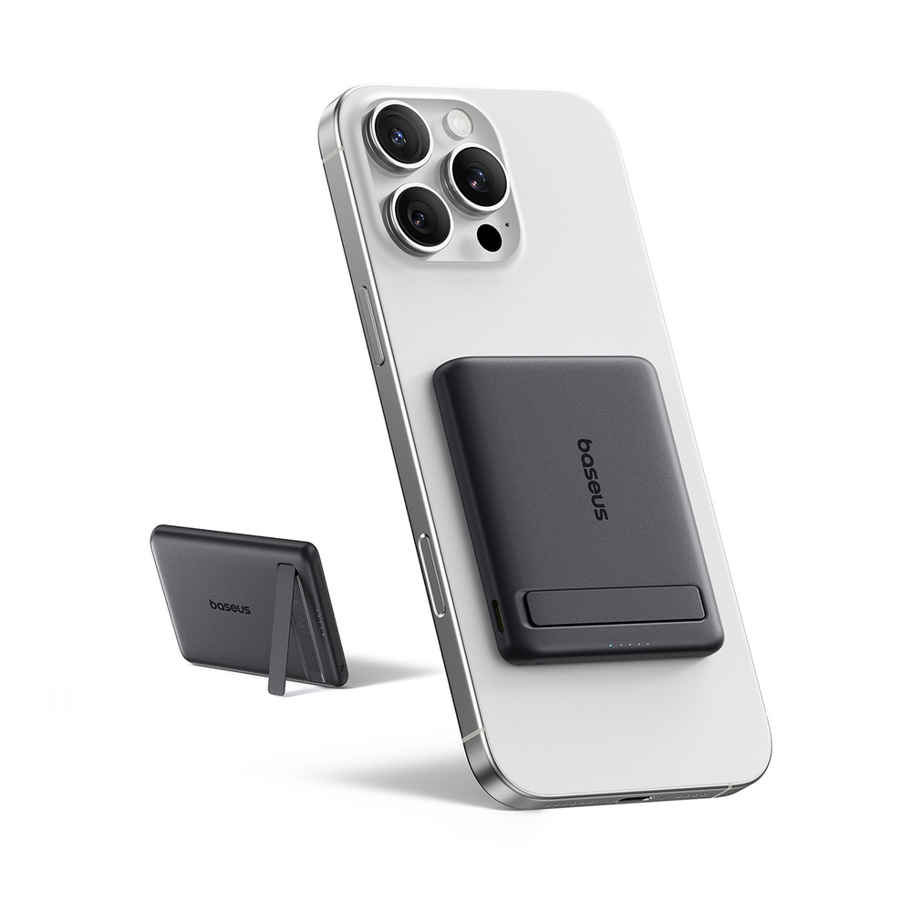 Внешний аккумулятор + Беспроводная зарядка Baseus PicoGo AM31 Ultra-Mini Magnetic Power Bank with Kickstand C+Qi2 5000mAh 20W (MagSafe)