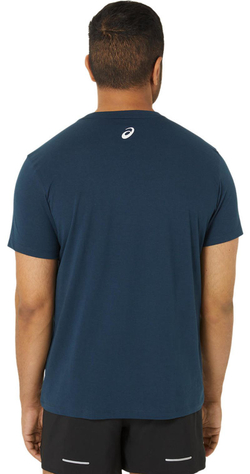 Мужская теннисная футболка Asics Chest Logo Short Sleeve — french blue/briliant white