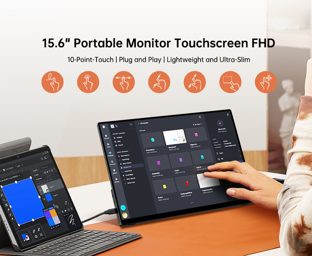 15.6" Портативный сенсорный игровой монитор VChance SF15T 1920x1080, 60 Гц, IPS