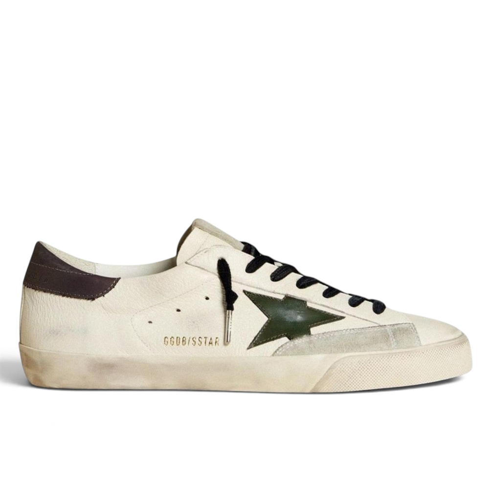 Golden Goose Superstar Green Leather Star and Grey Leather Heel Tab