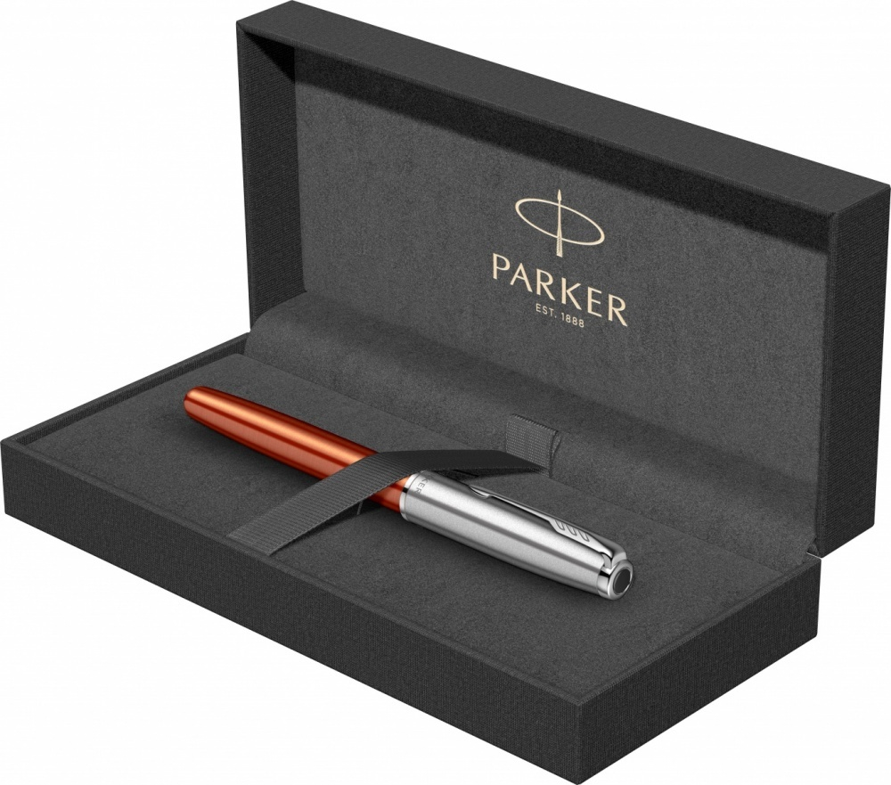 Перьевая ручка Parker Sonnet Essentials Orange SB Steel CT 2169228, перо: F, цвет чернил black, в подарочной упаковке.