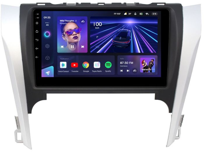 Магнитола для Toyota Camry 50 2011-2014 (рамка серебристо-черная 9) - Teyes CC3L на Android 10, CarPlay, 4G SIM-слот