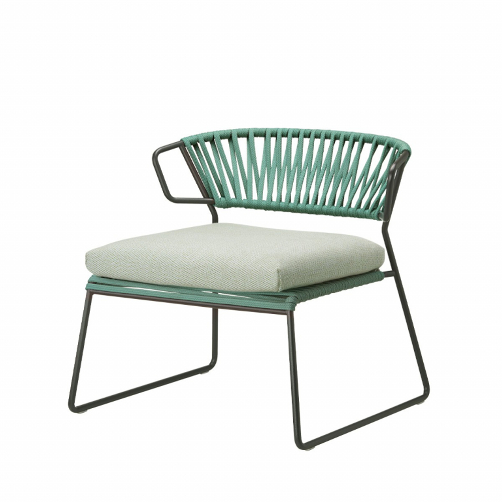 Кресло лаунж плетеное Scab Design Lisa Lounge Filo, антрацит, ментоловый