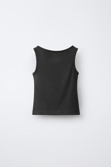 ZARA ОДНОТОННЫЙ ТОП ИЗ МОДАЛА, АНТРАЦИТОВО-СЕРЫЙ