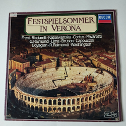 Винтажная виниловая пластинка LP Freni, Ricciarelli, Kabaiwanska, Cortez, Pavarotti, G. Raimondi, Festsommerspiele In Verona (Germany 1984)