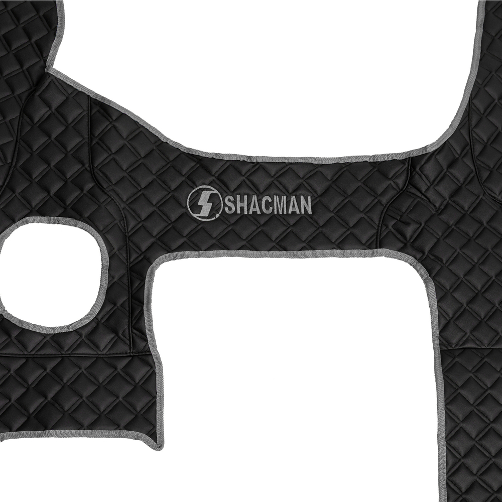Ковры Shacman X-3000 (экокожа, черный, серый кант, серая вышивка)
