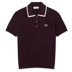 Женское теннисное поло Lacoste Short Sleeved Collar Golf Sweater - brown/white