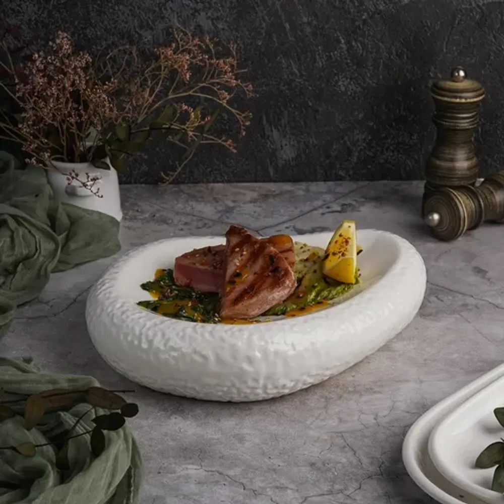 Блюдо овальное для подачи 25,8*20,5 см h5,5 см Organic белое фарфор P.L. Proff Cuisine [3]
