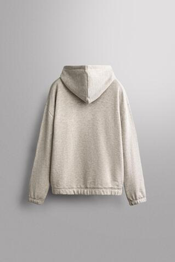 ZARA ХЛОПКОВОЕ ХУДИ НА МОЛНИИ, СЕРЫЙ МЕЛАНЖ