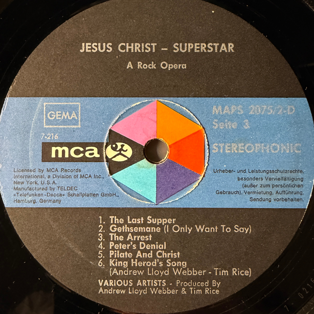 Jesus Christ Superstar 2LP (Германия 1970г.)