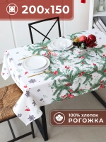 Скатерть новогодняя на стол Снегири 150х200