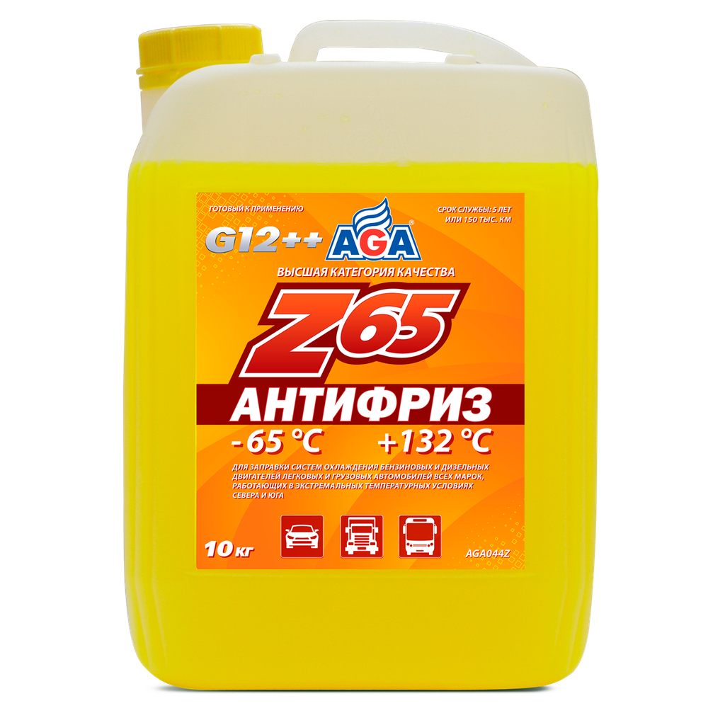 Антифриз готовый AGA Z-65 G12++ желтый 10кг