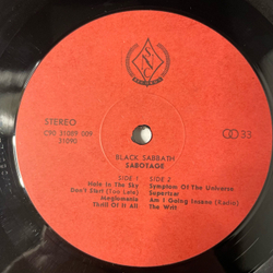 Винтажная виниловая пластинка LP Black Sabbath Sabotage (Россия 1992)