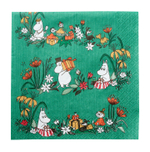 Салфетки бумажные Moomin, Misteli, темно-зеленого цвета 33х33 см, 20 салфеток (из Финляндии)