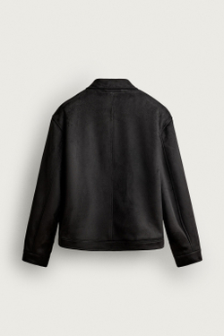 ZARA КУРТКА ИЗ ИСКУССТВЕННОЙ ЗАМШИ, ЧЕРНЫЙ