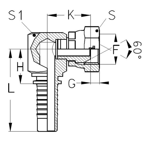 Фитинг DN 12 BSP (Г) 1/2 (90) compact