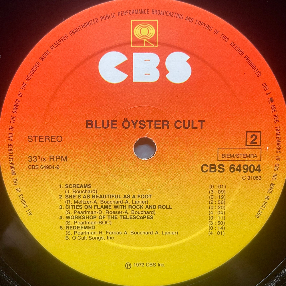 Blue Öyster Cult ‎– Blue Öyster Cult (Голландия 1982г.)