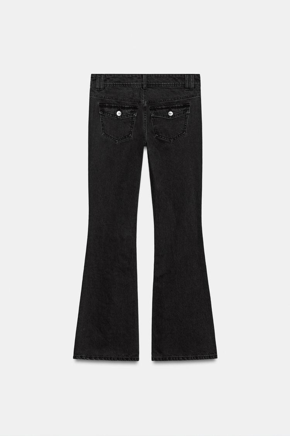 ZARA ДЖИНСЫ Z1975 BOOTCUT С НИЗКОЙ ПОСАДКОЙ И БИСЕРОМ, ТЕМНО-СЕРЫЙ
