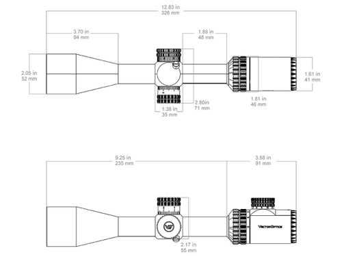Оптический прицел Vector Optics Hugo 3-12x40i Fiber, 25,4мм SFP, сетка VHU-3 MIL
