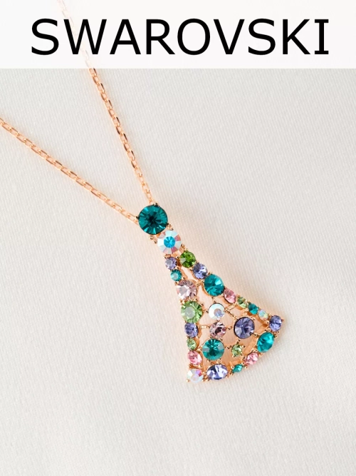 Подвеска на цепочке Россыпь из разноцветных камней Swarovski