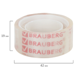 Клейкие ленты 19 мм х 10 м канцелярские BRAUBERG, комплект 12 шт., прозрачные.