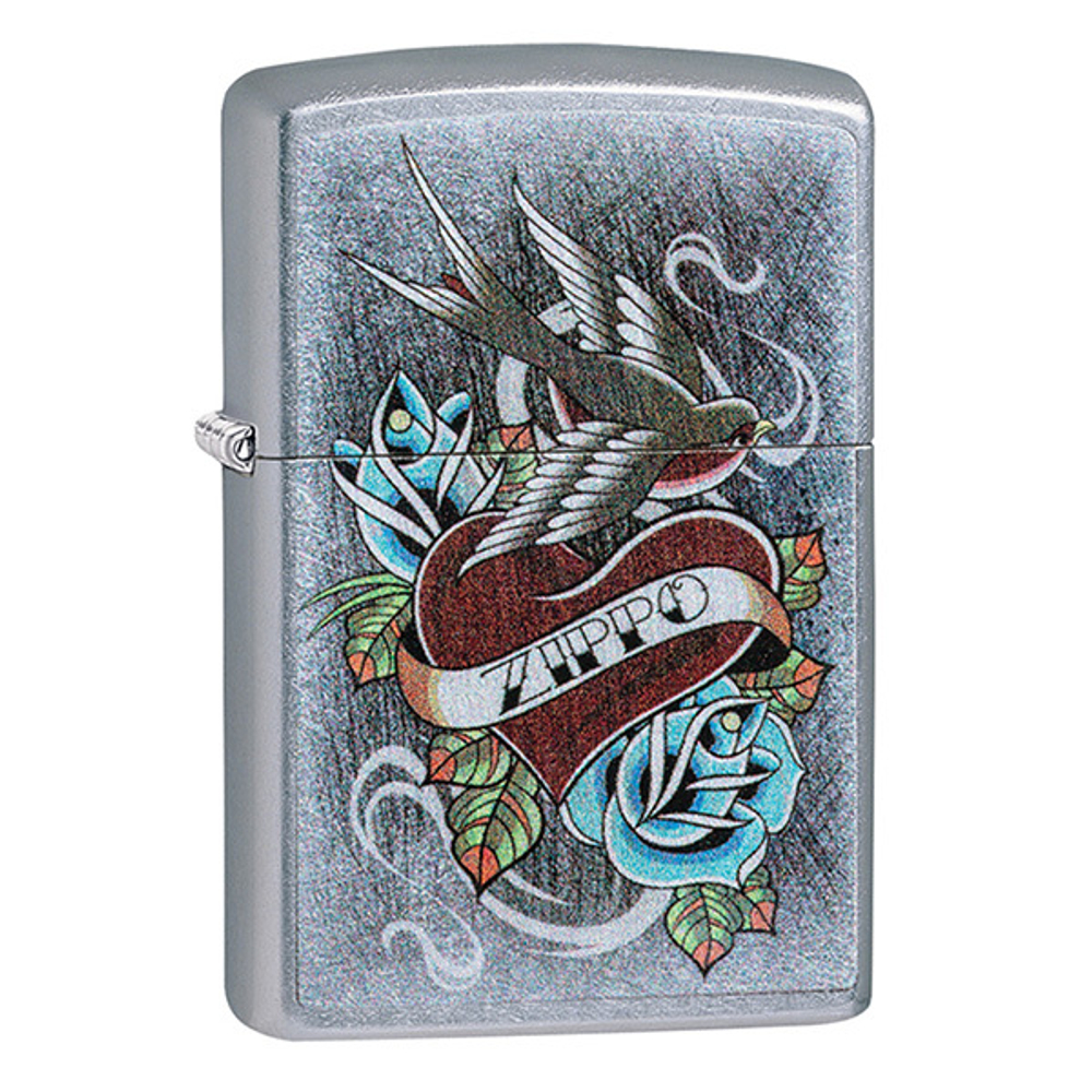 Зажигалка Zippo Vintage Tattoo с покрытием Street Chrome