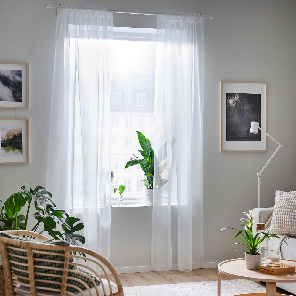 Комплект штор IKEA TERESIA (ТЕРЕСИА), Белый, 145x250 см, 2 шт