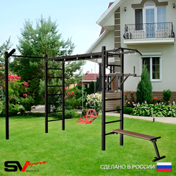 Уличная шведская стенка Sv Sport рукоход с комплектом турник прямой У5413 (Турник/Брусья/Скамья/Со спинкой/Кронш бокс)