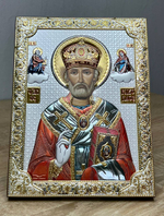 Николай Чудотворец, икона прямоугольная без рамки, красное дерево, эмаль 120х160