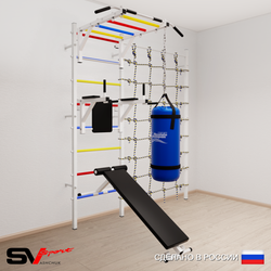 Шведская стенка Sv Sport 52420 (Турник рукоход/Брусья/Скамья/Цепь/Мешок 22кг/Канатный лаз)