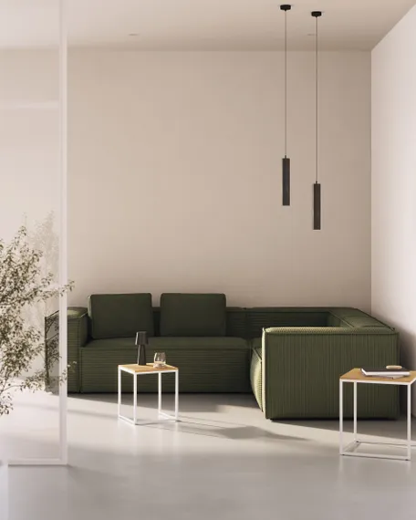 3-местный угловой диван Blok в зеленом толстом вельвете 290 x 230 см