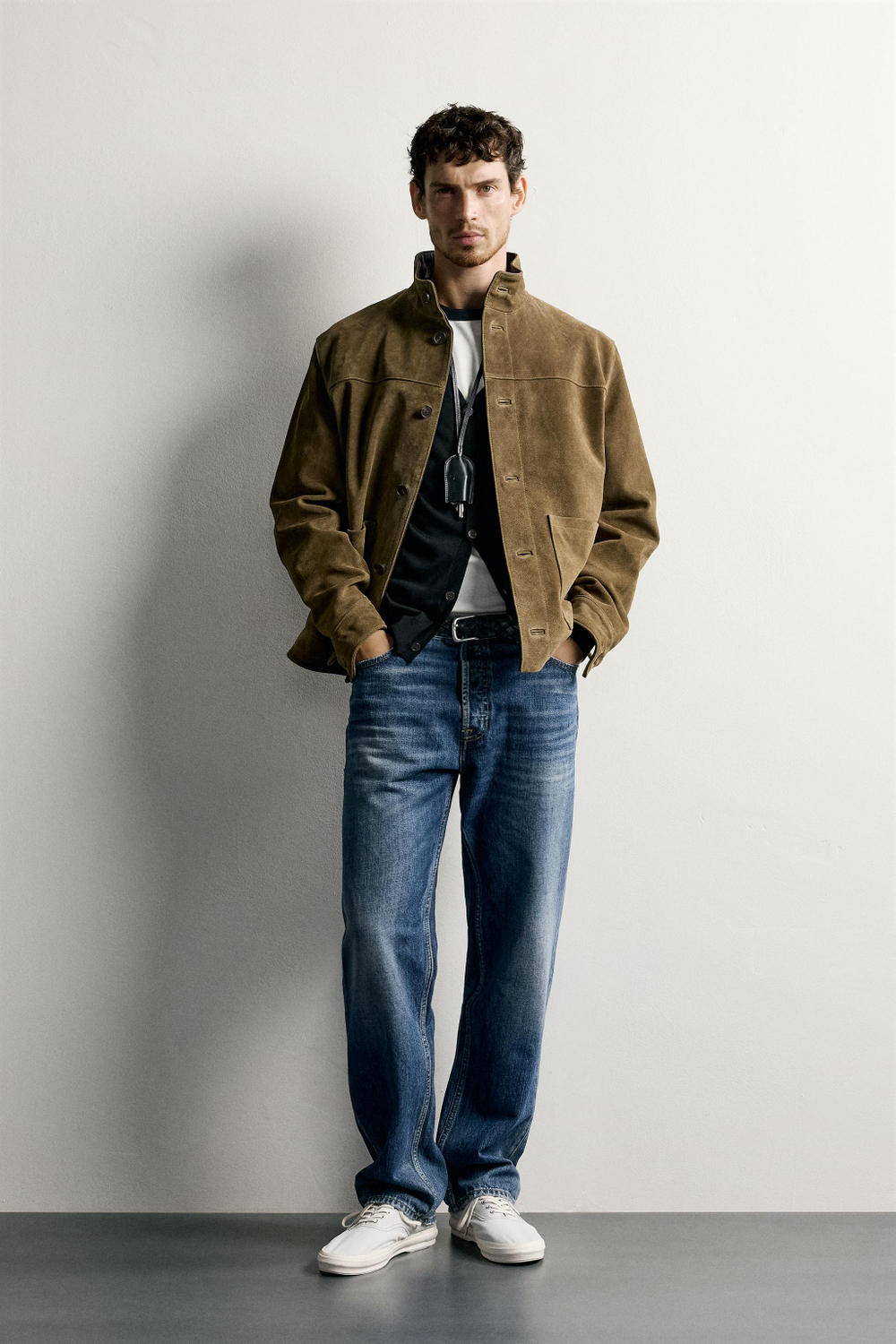 ZARA ЗАМШЕВАЯ КУРТКА REGULAR FIT, ТЕМНЫЙ РЫЖЕВАТО-КОРИЧНЕВЫЙ