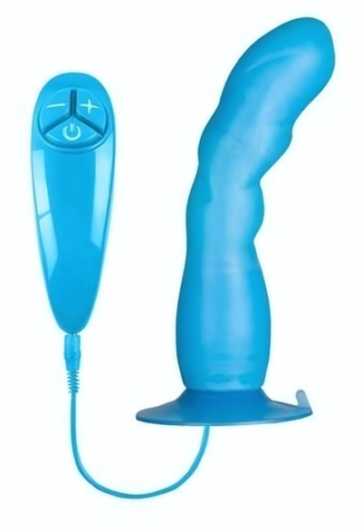 Голубой вибратор для G-точки BUNNY ICY - 18 см. (Цвет: голубой)