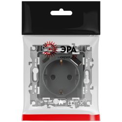 Розетка ЭРА Серия 12 12-4108-12 2P+E 16A-250В со шторками с USB type-A+C 5В-3А графит | Эра 12
