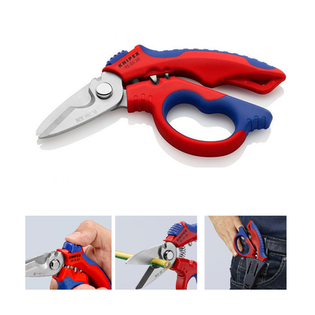 Новинка! Ножницы электрика угловые KNIPEX 160 мм, обжим концевых гильз: 0.5–6 мм.кв. и 10–25 мм.кв., нерж, 2-комп ручки KN-950520SB
