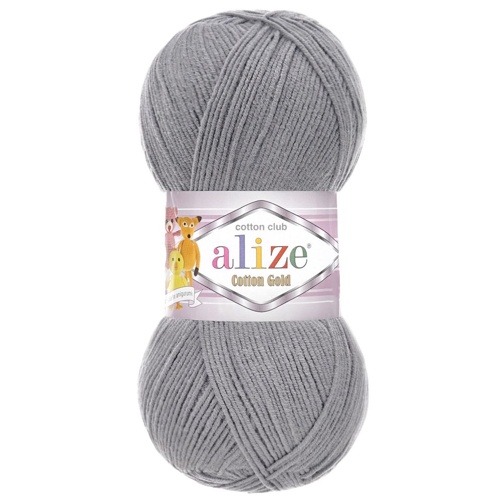 Пряжа Alize (Ализе) Cotton Gold / уп.5 мот. по 100 г, 330м, 087 угольный серый A