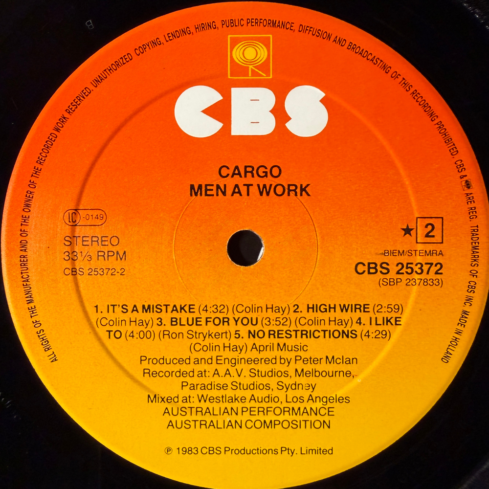 Men At Work ‎– Cargo (Голландия 1983г.)