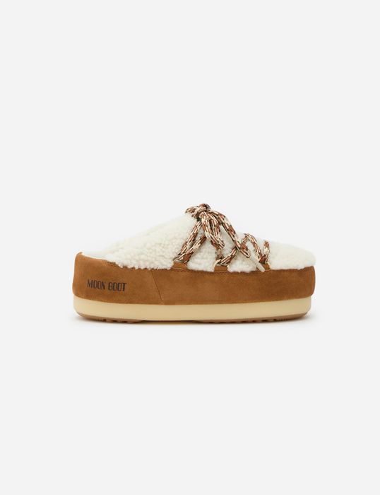 Moon Boot Evx Brown Shearling Mules